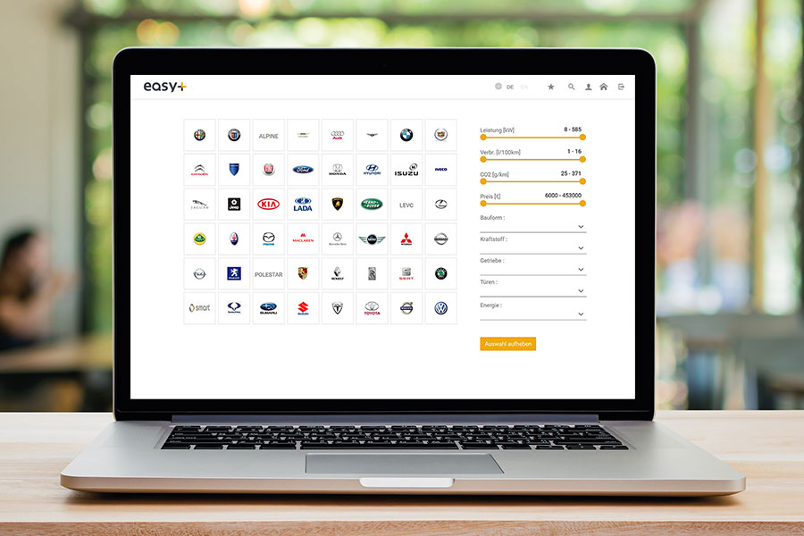Der Firmenwagen-Konfigurator von Easy+ bietet eine einfache Möglichkeit, den idealen Firmenwagen entsprechend der festgelegten Car Policy zu konfigurieren.